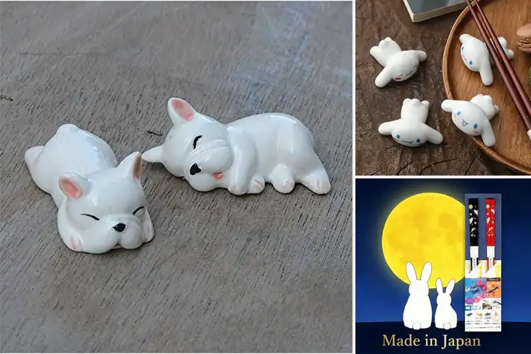 Detailed view of Best Cute Rabbit Chopstick Rest Gift Set