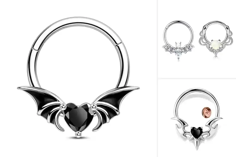 Detailed view of Best CZ Bat Septum Ring Design: 6 Stunning Styles for You