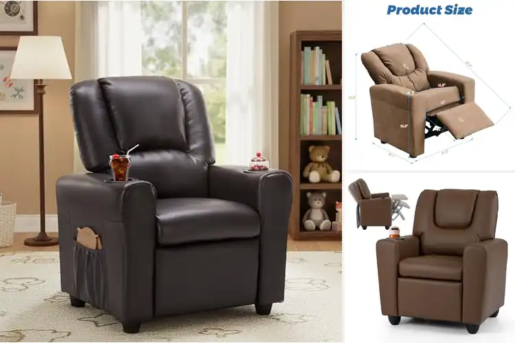 Detailed view of Best Light Brown Kids Recliner: Cozy Comfort for Little Ones