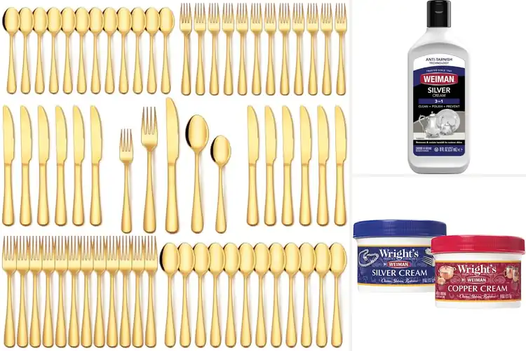 Detailed view of Best Mirror Polished Brass And Silver Flatware
