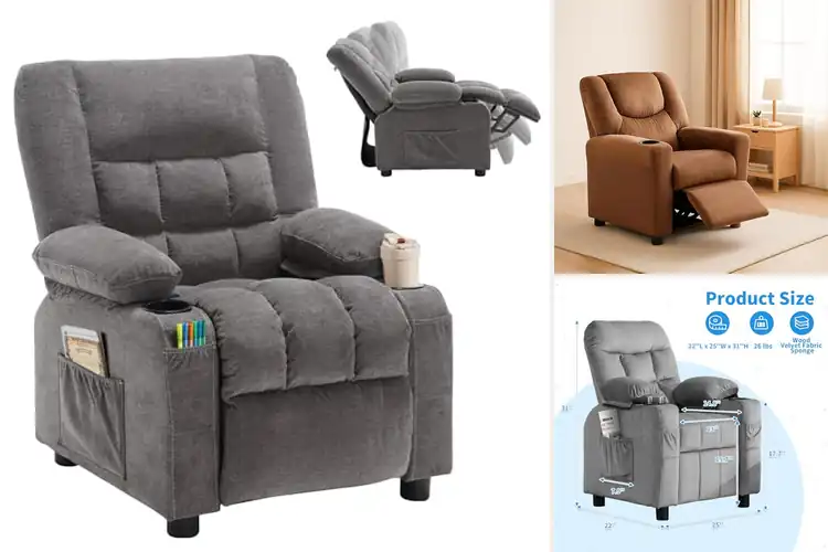 Detailed view of Best Sized 22 Inch Length Kids Recliner