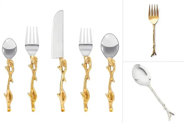 Detailed view of Best Twig Design Serving Forks And Spoons