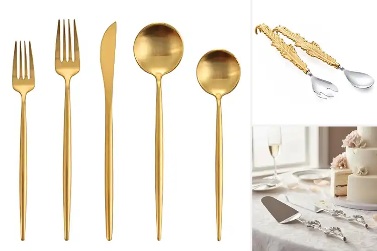 Detailed view of Best Two Tone Brass And Stainless Steel Flatware