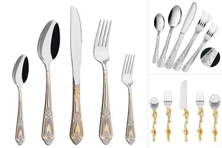 Detailed view of Best Wedding Gift Silver Twig Flatware Set